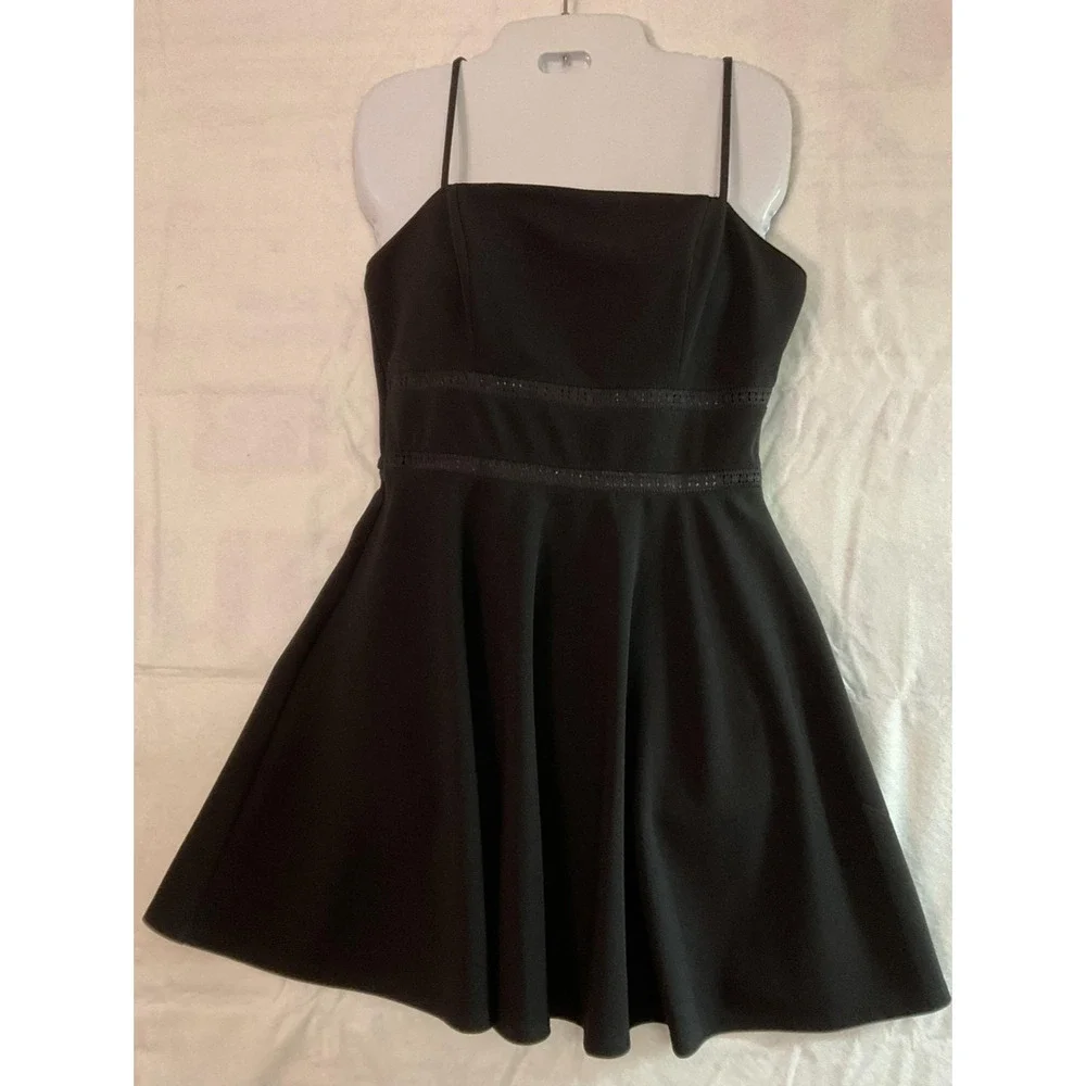 Altar'd State Dress Womens S Black Lace‎ Square Neck Fit Flare Mini Party Skater